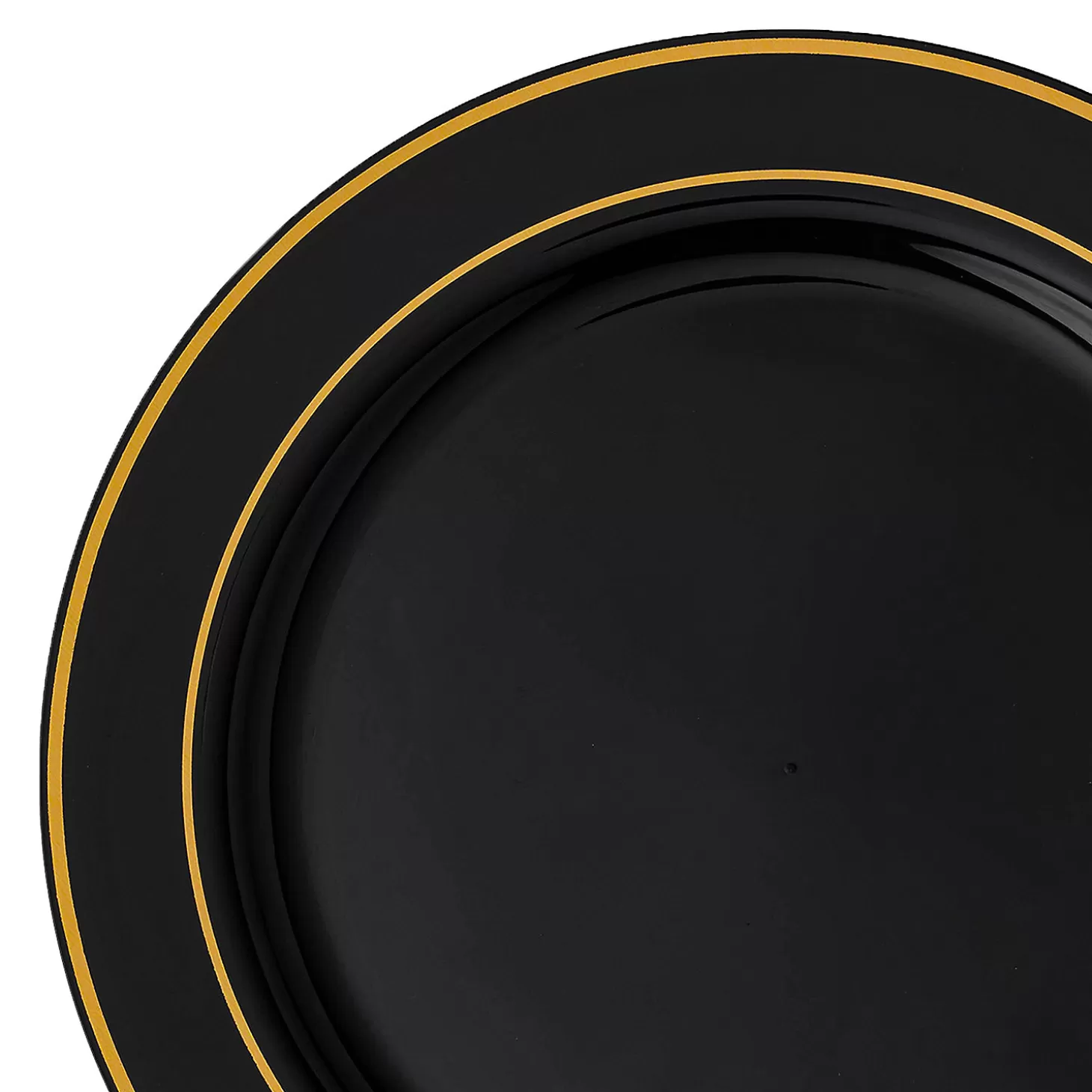 Shop 10.25" Black With Gold Edge Rim Plastic Dinner Plates (50 Plates) Bulk Halloween Supplies
