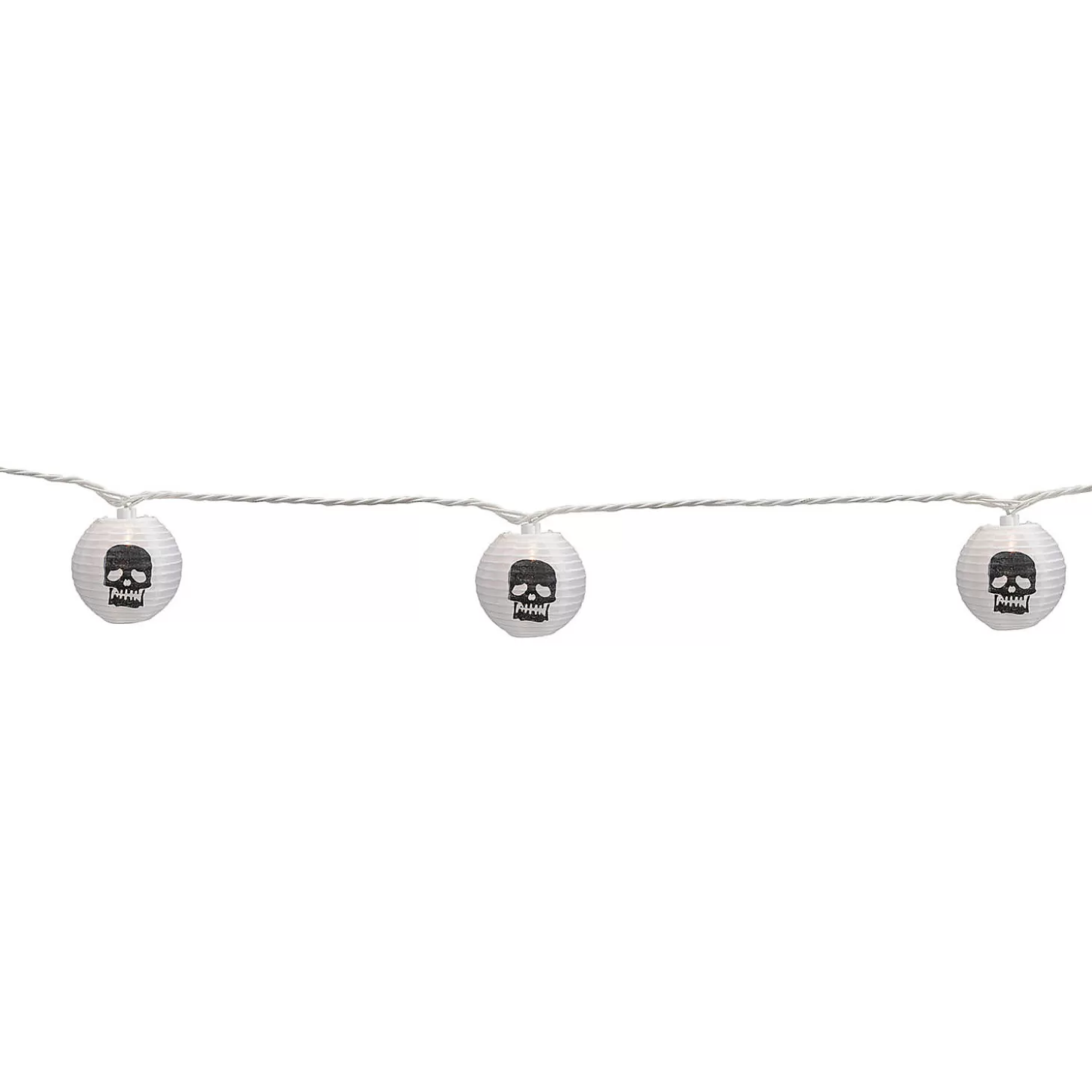 Best Sale 10-Count White And Black Skull Paper Lantern Halloween Lights 8.5Ft White Wire Skulls & Skeletons