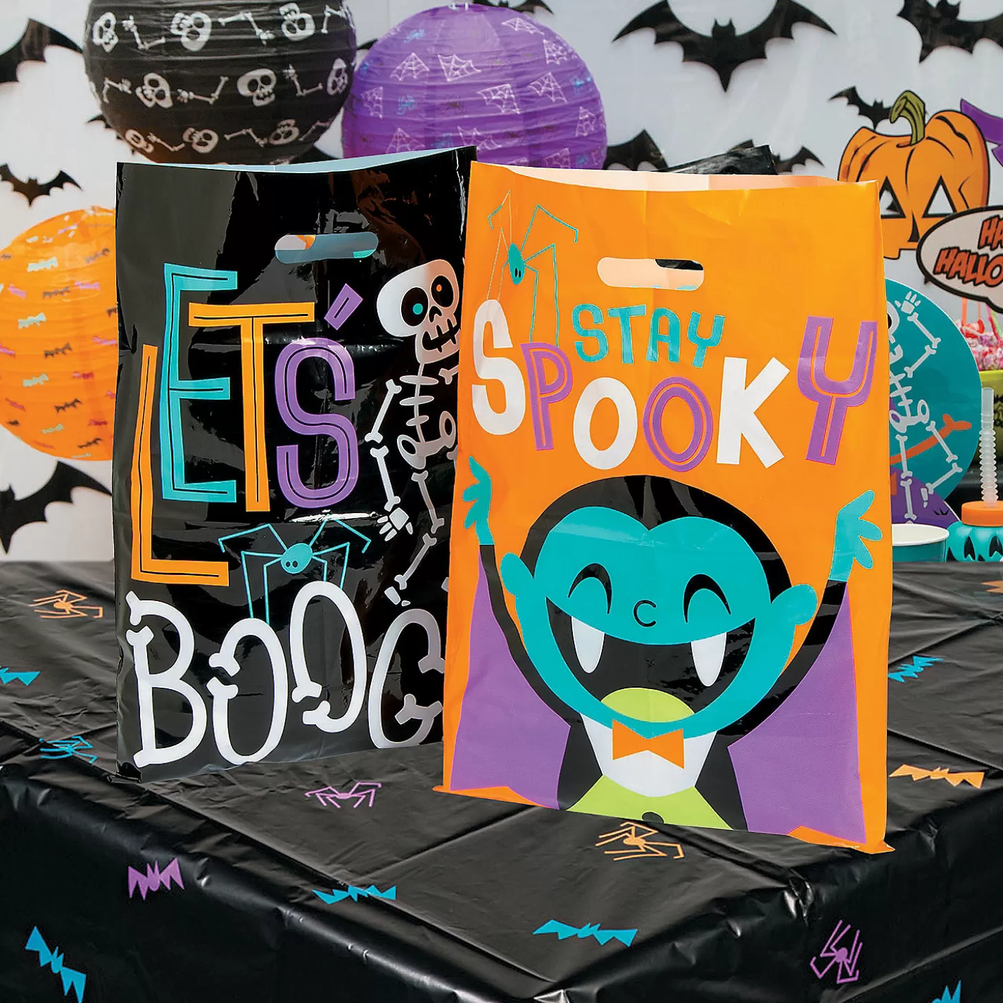 Cheap 12-1/2" X 17" Bulk 50 Pc. Goofy Ghouls Plastic Trick-Or-Treat Bags Halloween Bags