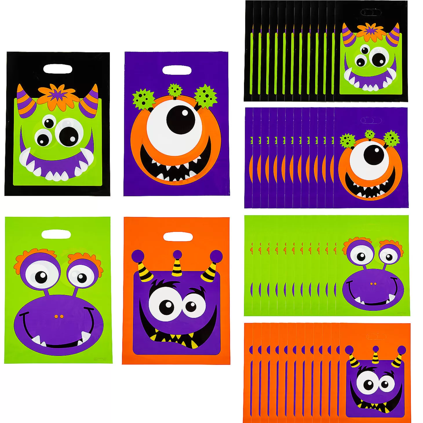 Store 12 1/2" X 17" Bulk 100 Pc. Monster Trick-Or-Treat Bags Halloween Bags