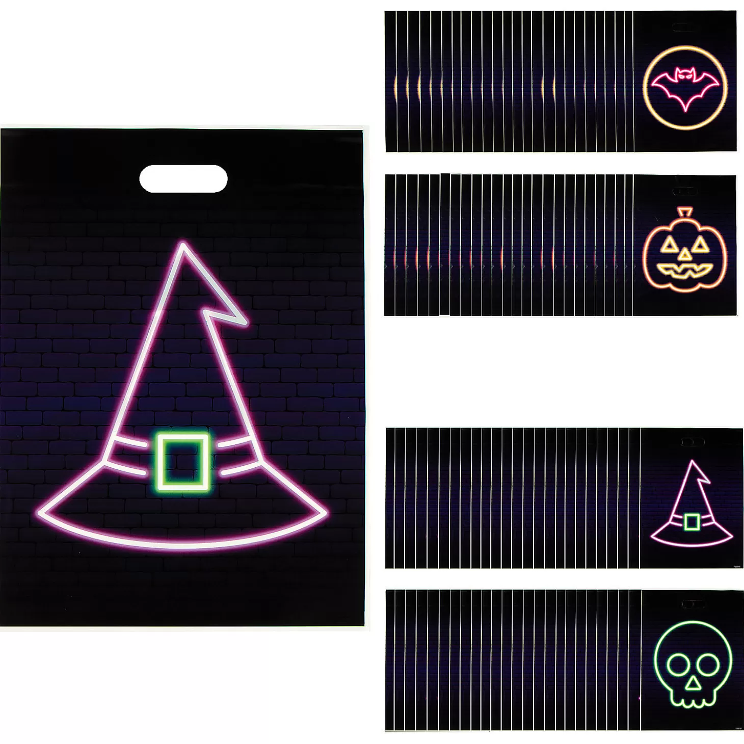 Best Sale 12 1/2" X 17" Bulk 100 Pc. Neon Halloween Plastic Goody Bags Boo Bags