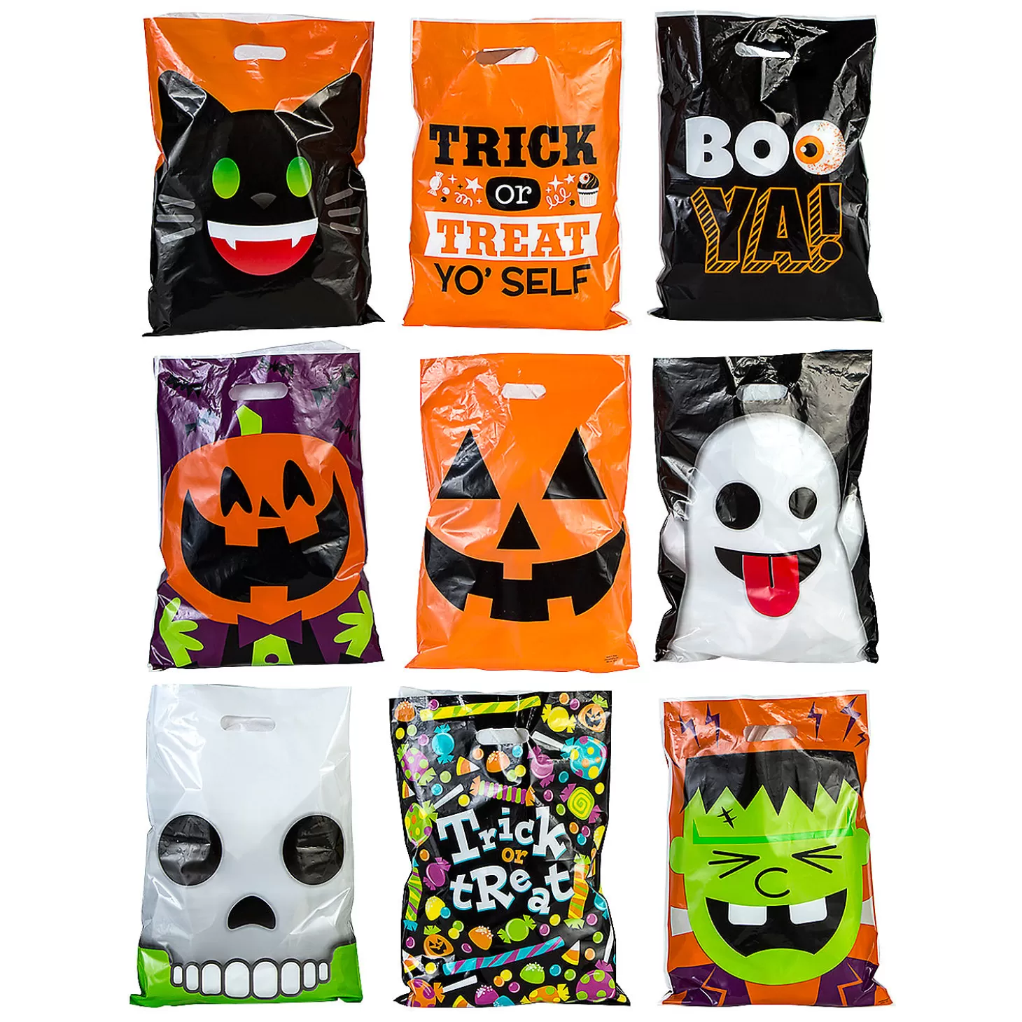 Shop 12 1/2" X 17" Bulk 250 Pc. Medium Halloween Trick-Or-Treat Plastic Goody Bag Assortment Bulk Halloween Supplies
