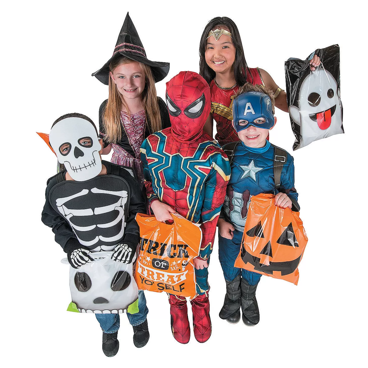 Best 12 1/2" X 17" Bulk 50 Pc. Large Halloween Emoji Face Trick-Or-Treat Plastic Goody Bags Halloween Bags