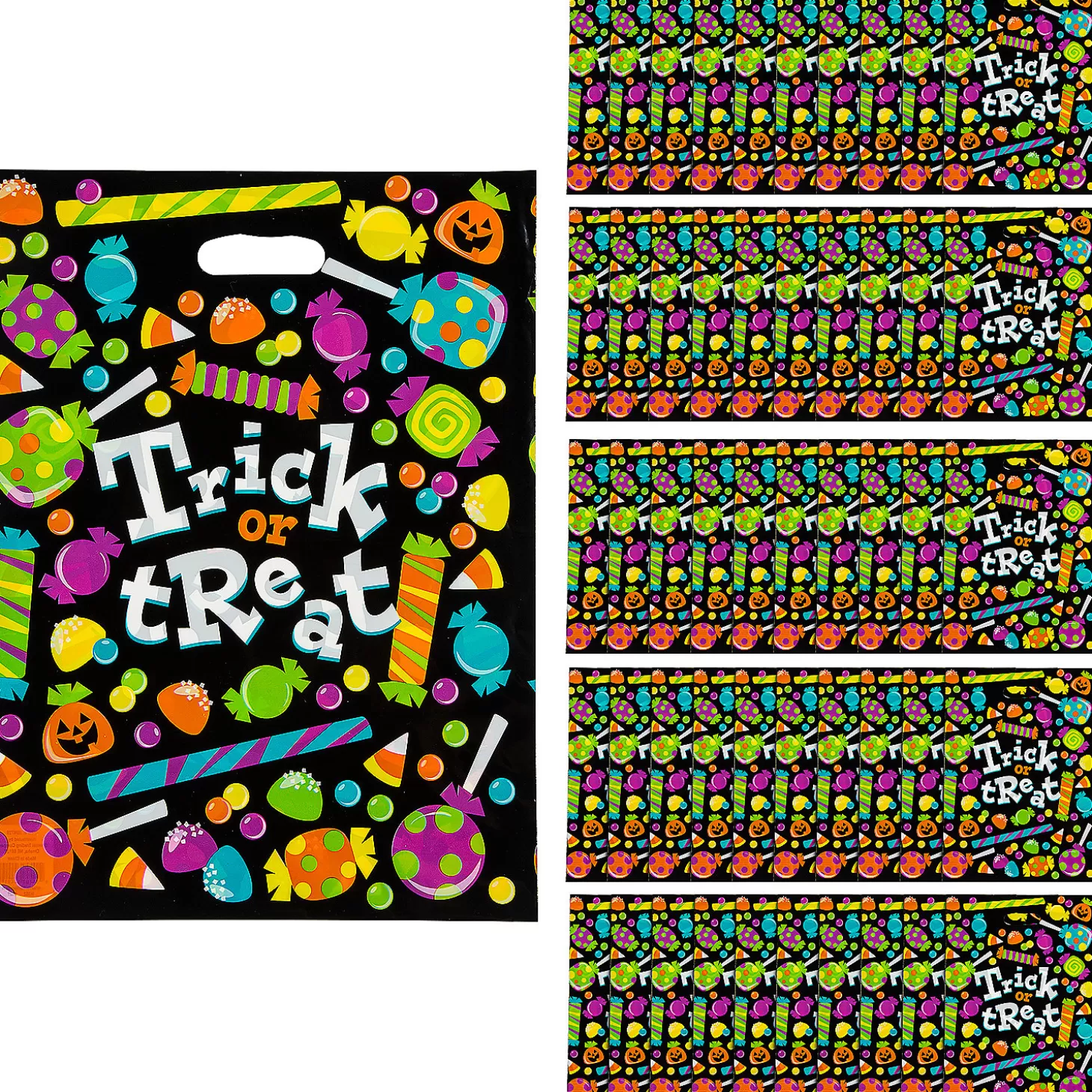 Discount 12 1/2" X 17" Bulk 50 Pc. Large Sweet Halloween Trick-Or-Treat Plastic Goody Bags Halloween Bags
