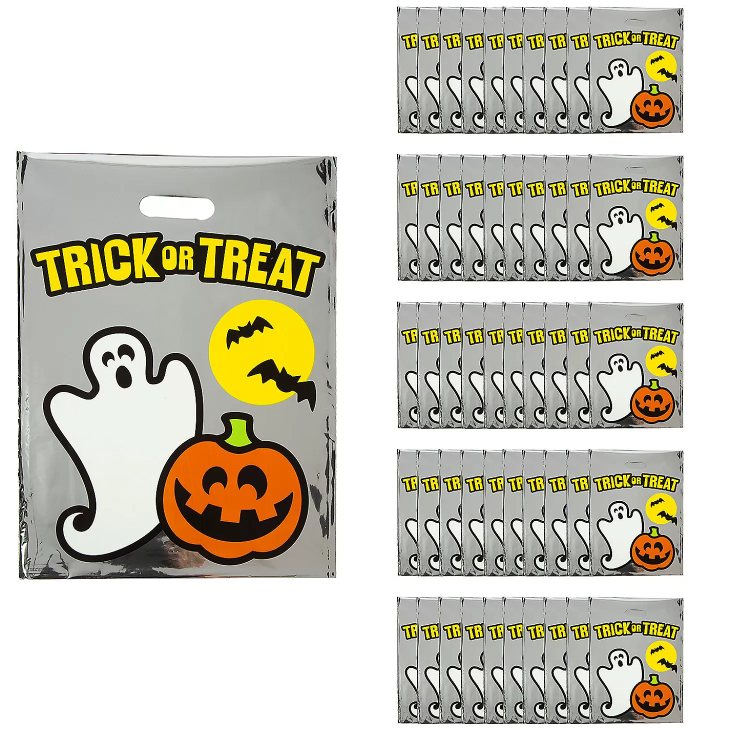Clearance 12 1/2" X 17" Bulk 50 Pc. Plastic Reflective Halloween Goody Bags Halloween Bags