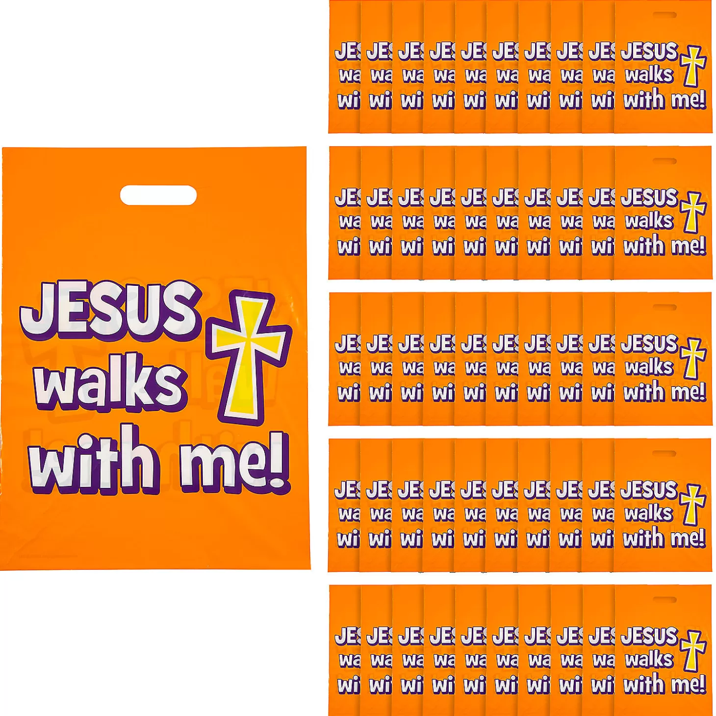 Clearance 12 1/2" X 17" Bulk 50 Pc. Walk Safely With Jesus Goody Bags Halloween Bags