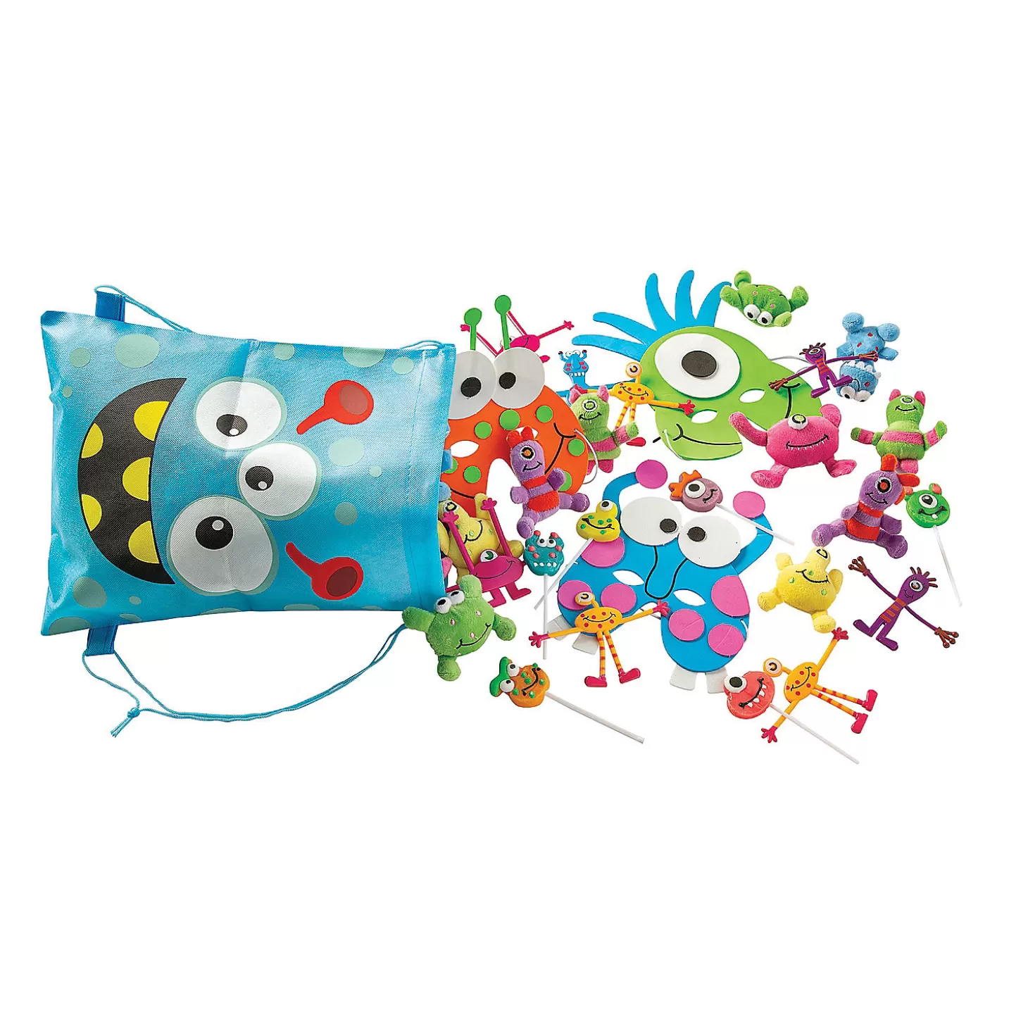 Sale 12" X 15" Medium Nonwoven Silly Monster Drawstring Bags - 12 Pc. Halloween Bags