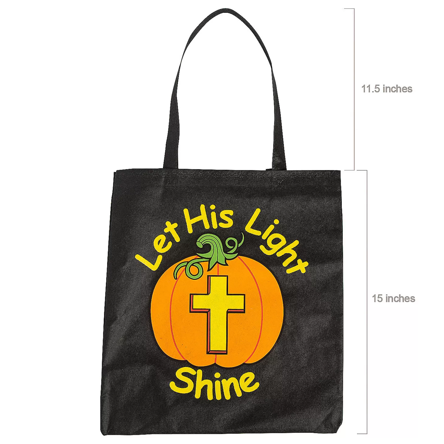 Discount 15" X 15" Large Nonwoven Glow-In-The-Dark Christian Pumpkin Tote Bags - 12 Pc. Halloween Bags