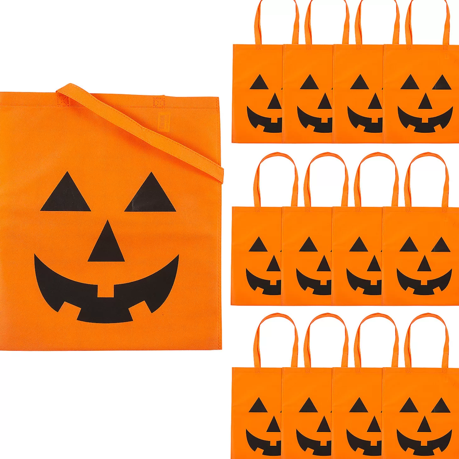 Discount 15" X 16 1/2" Large Jack-O'-Lantern Tote Bags - 12 Pc. Halloween Bags