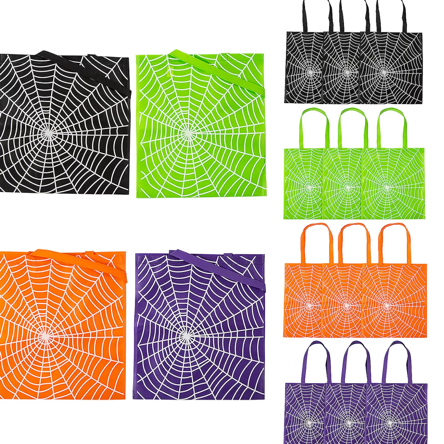 Fashion 15" X 16" Large Spider Web Tote Bags - 12 Pc. Halloween Bags