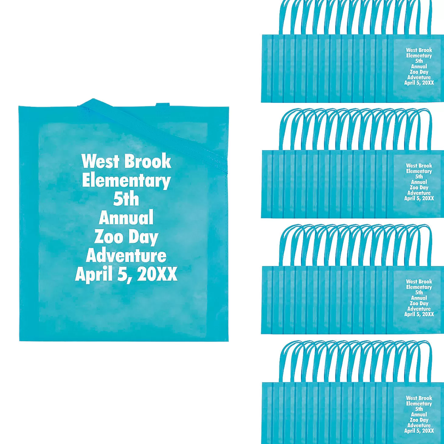 Store 15" X 17" Bulk 144 Pc. Personalized Large Light Blue Nonwoven Tote Bags Halloween Apparel & Accessories