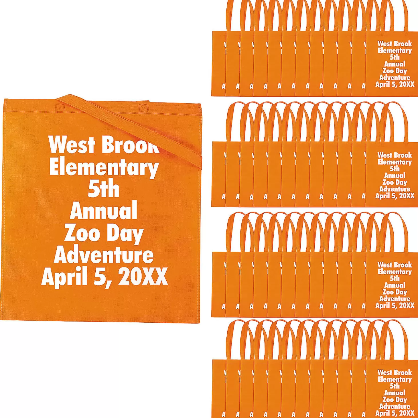 Shop 15" X 17" Bulk 144 Pc. Personalized Large Orange Nonwoven Tote Bags Bulk Halloween Supplies