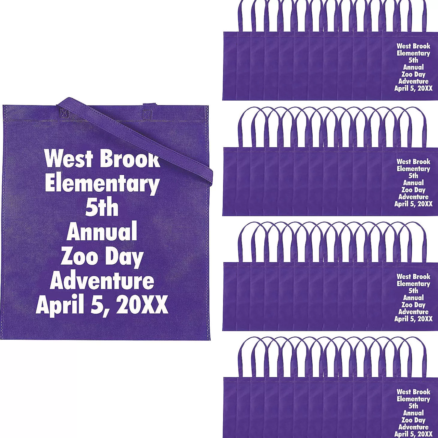 Fashion 15" X 17" Bulk 300 Pc. Personalized Large Purple Nonwoven Tote Bags Halloween Apparel & Accessories