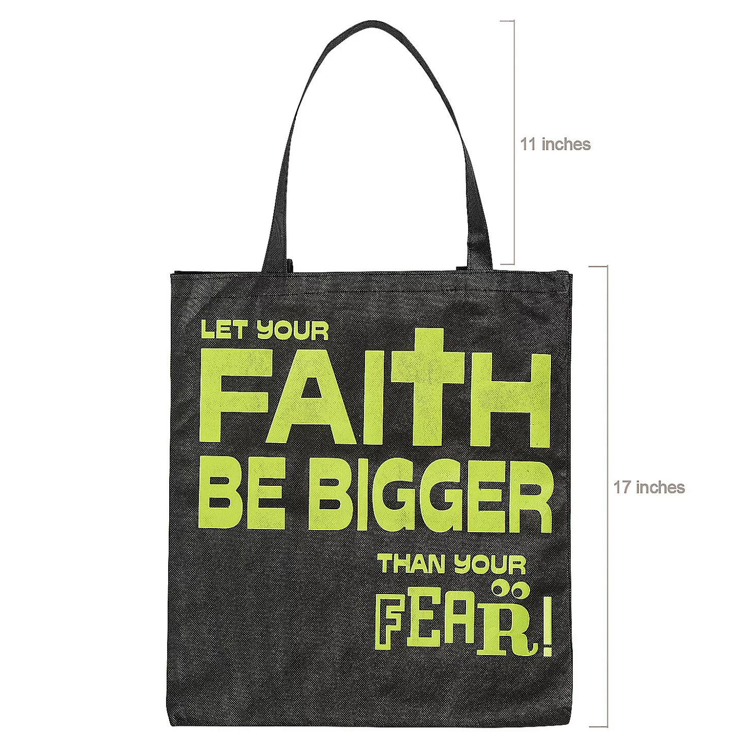 Store 15" X 17" Large Nonwoven Glow-In-The-Dark Faith Over Fear Tote Bags - 12 Pc. Halloween Bags