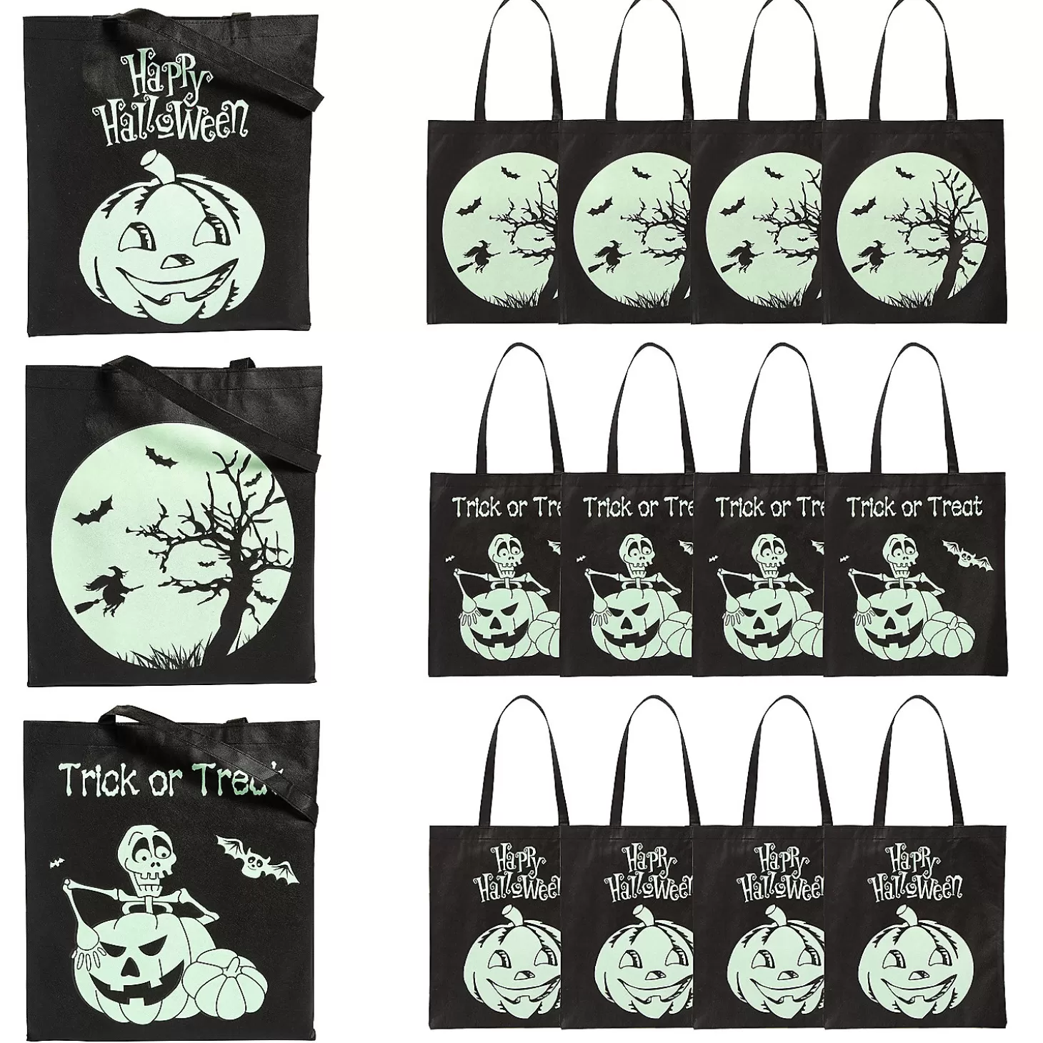 Cheap 15" X 17" Large Nonwoven Glow-In-The-Dark Halloween Tote Bags - 12 Pc. Halloween Bags