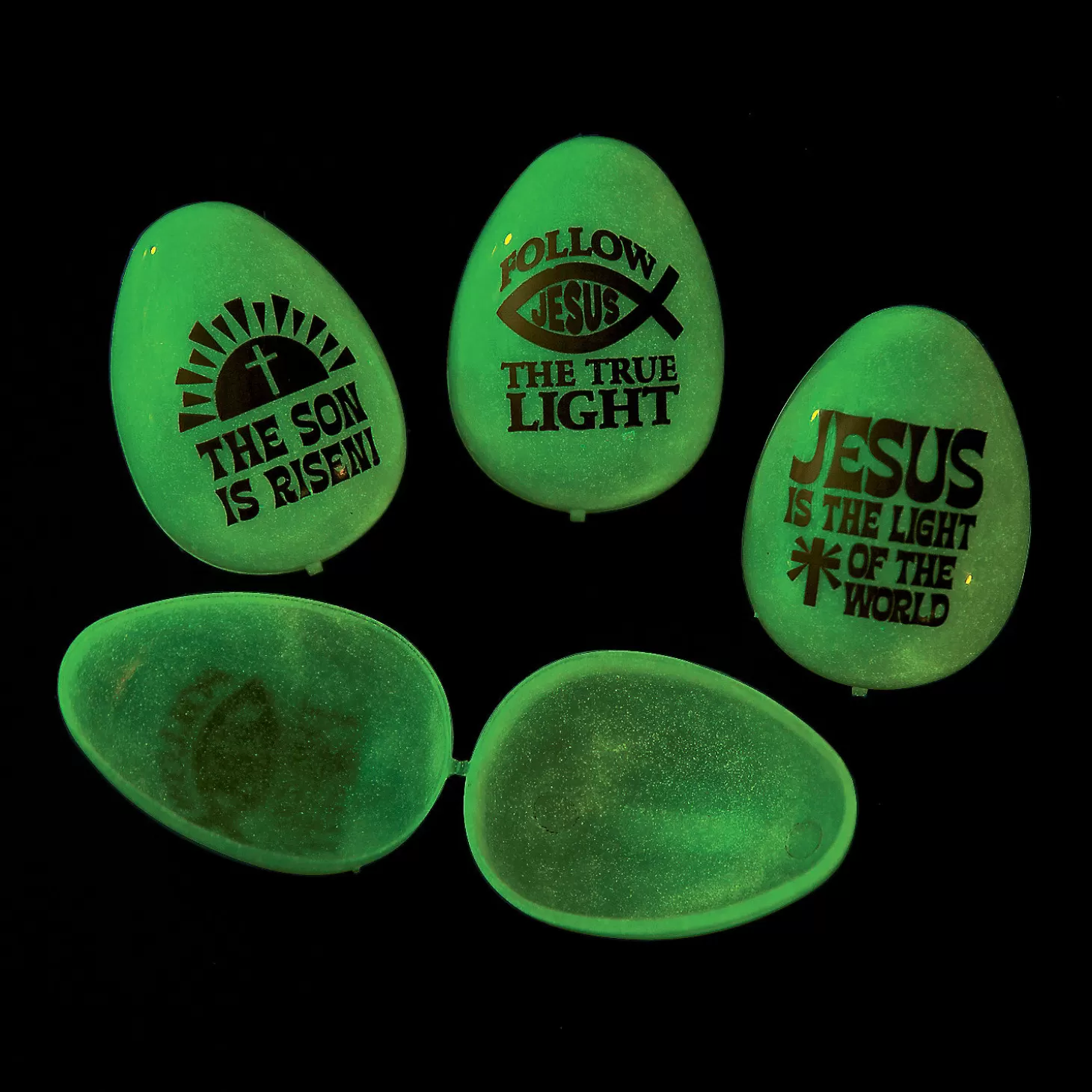 Best Sale 2 1/2" Bulk 72 Pc. Jesus Is The Light Glow-In-The-Dark Plastic Easter Eggs Religious Halloween