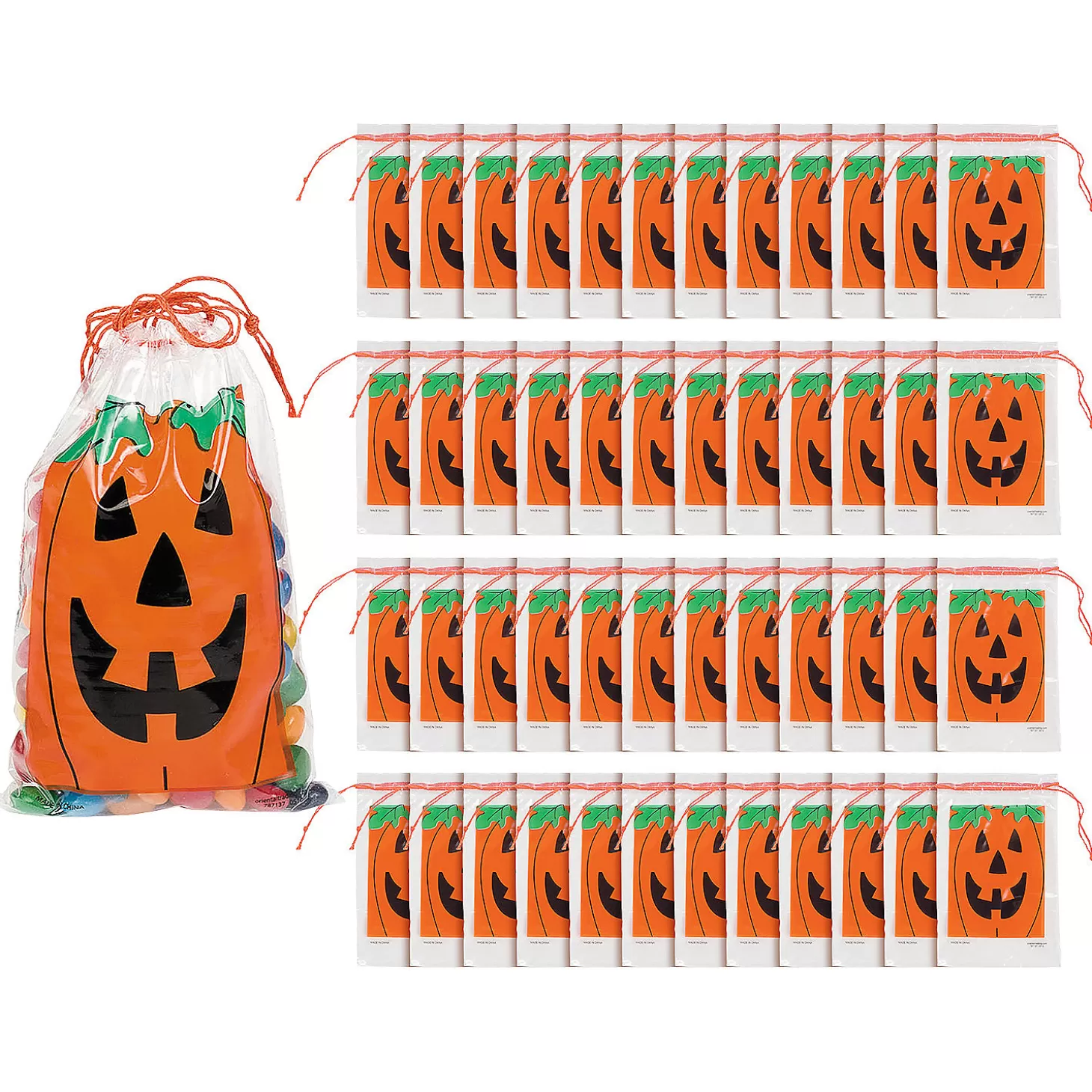 Best Sale 2 3/4" X 4" Bulk 144 Pc. Mini Jack-O'-Lantern Paper Drawstring Treat Bags Boo Bags
