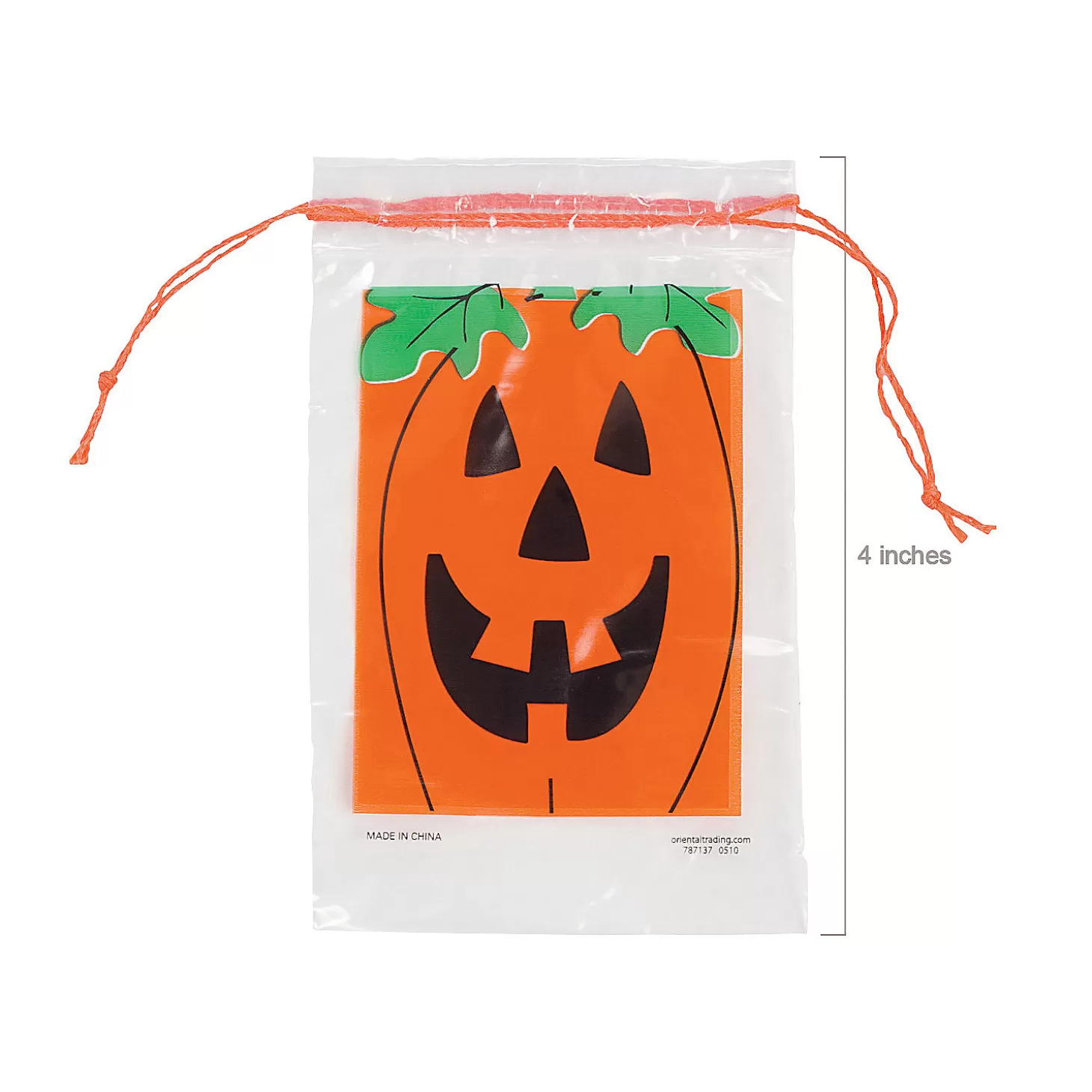 New 2 3/4" X 4" Bulk 144 Pc. Mini Jack-O'-Lantern Paper Drawstring Treat Bags Halloween Bags