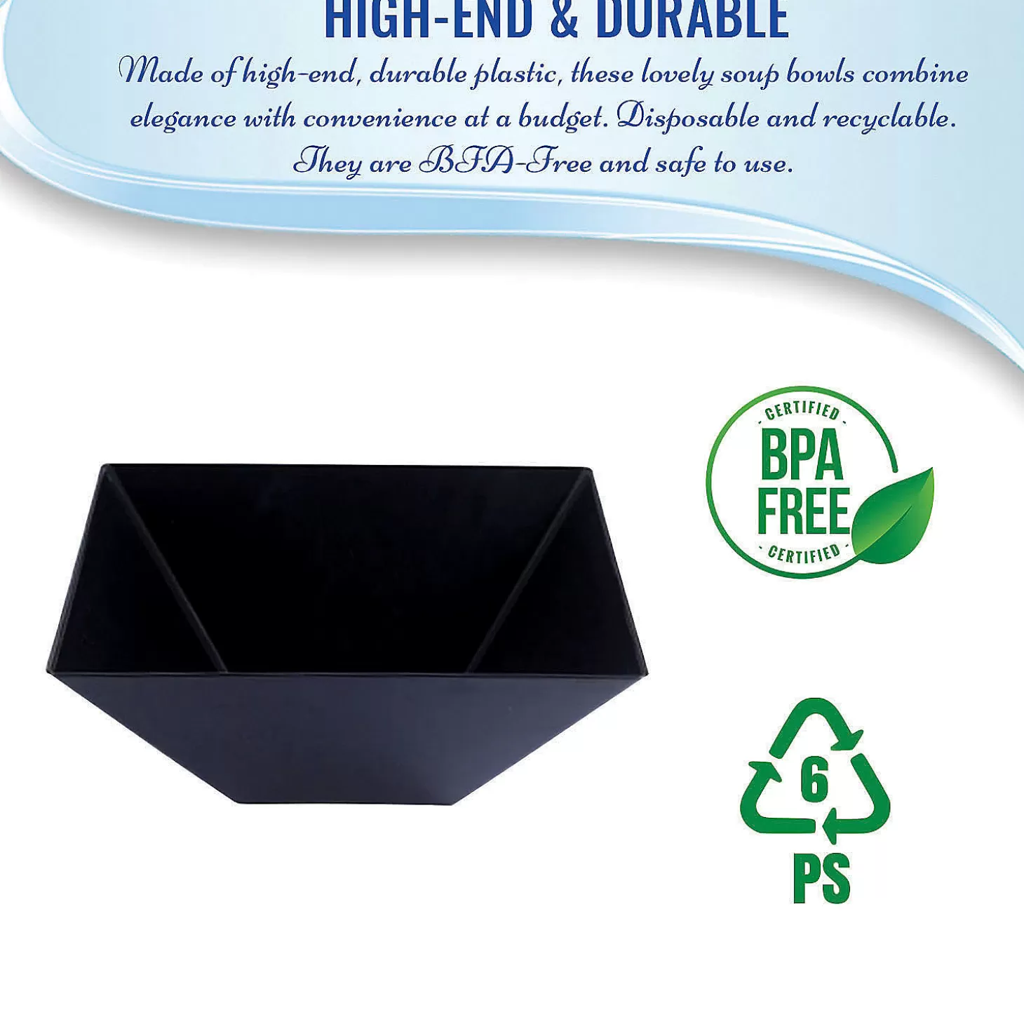 New 3 Qt. Black Square Plastic Serving Bowls (15 Bowls) Bulk Halloween Supplies