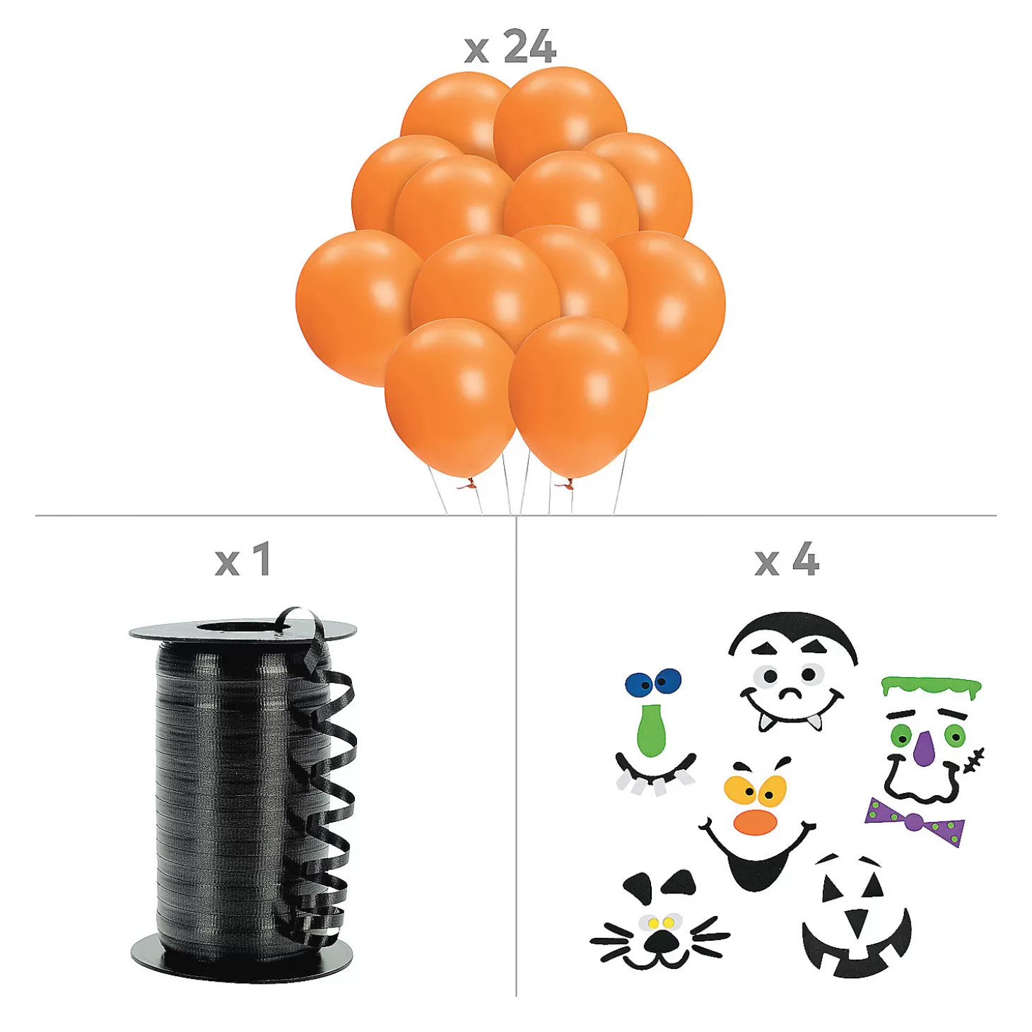 Outlet 49 Pc. Halloween Pumpkin Balloon Decorating Craft Kit - Makes 24 Halloween Fun Kits