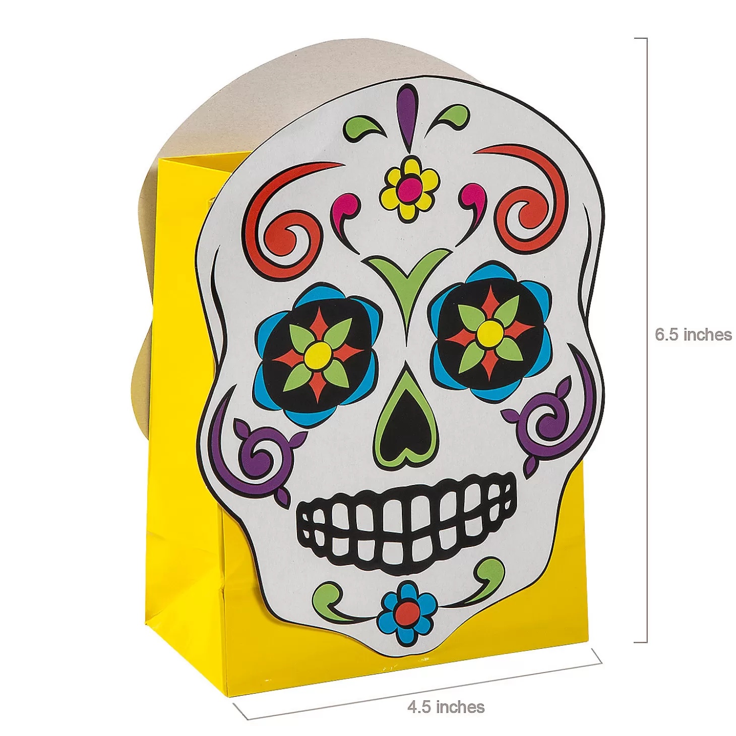 Store 4 1/2" X 6 1/2" Small Day Of The Dead Paper Gift Bags - 12 Pc. Halloween Bags