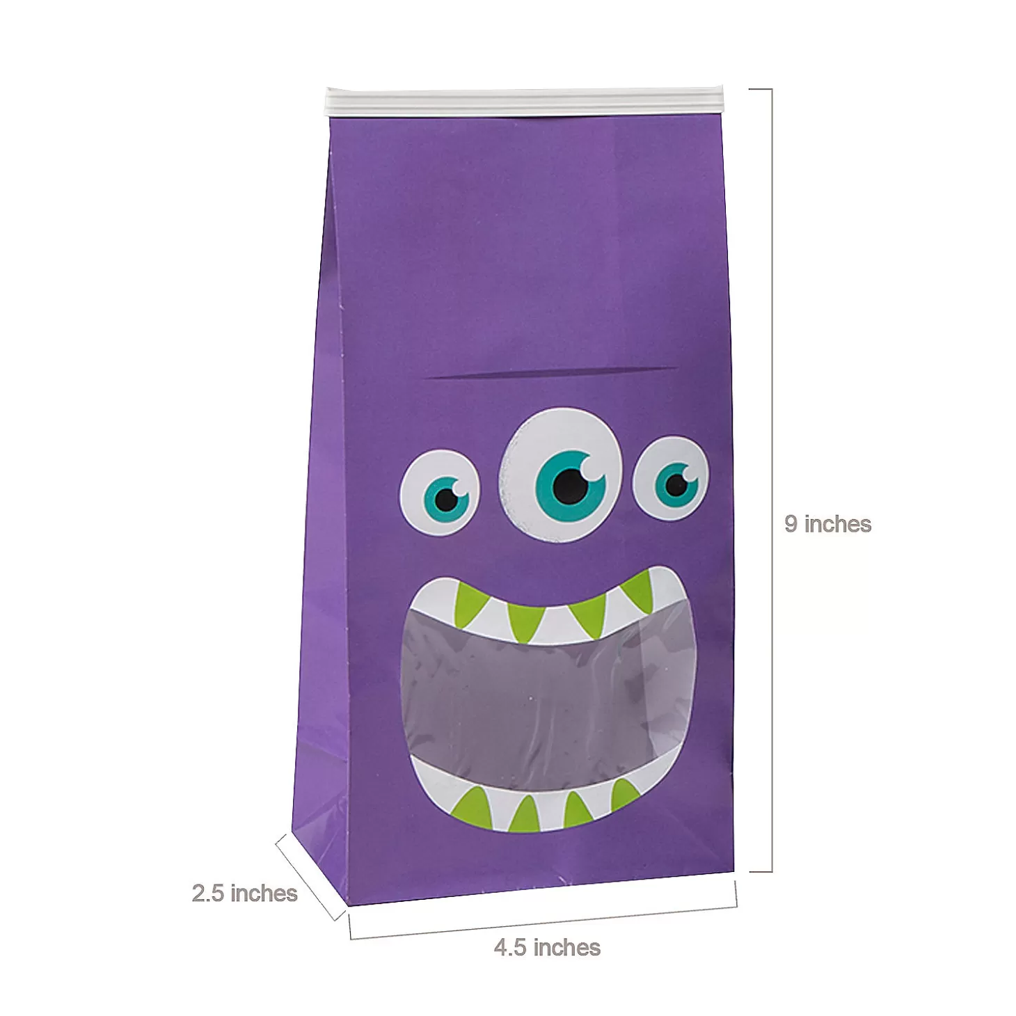 Clearance 4 1/2" X 9" Halloween Tin Tie Treat Bags With Monster Mouth Window - 24 Pc. Halloween Bags