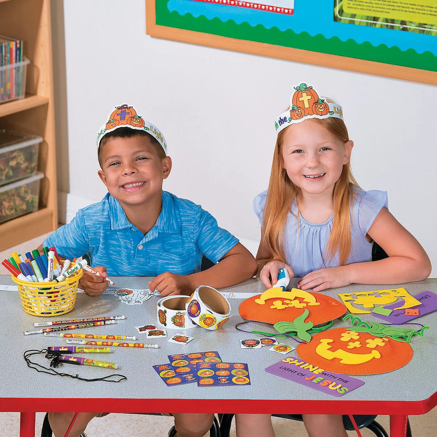 New 4-Color Christian Pumpkin Crayons - 24 Boxes Religious Halloween