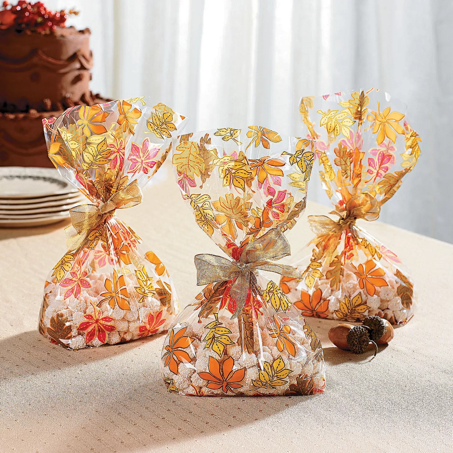 Best Sale 5 1/2" X 11" Fall Leaf Cellophane Bags - 12 Pc. Boo Bags