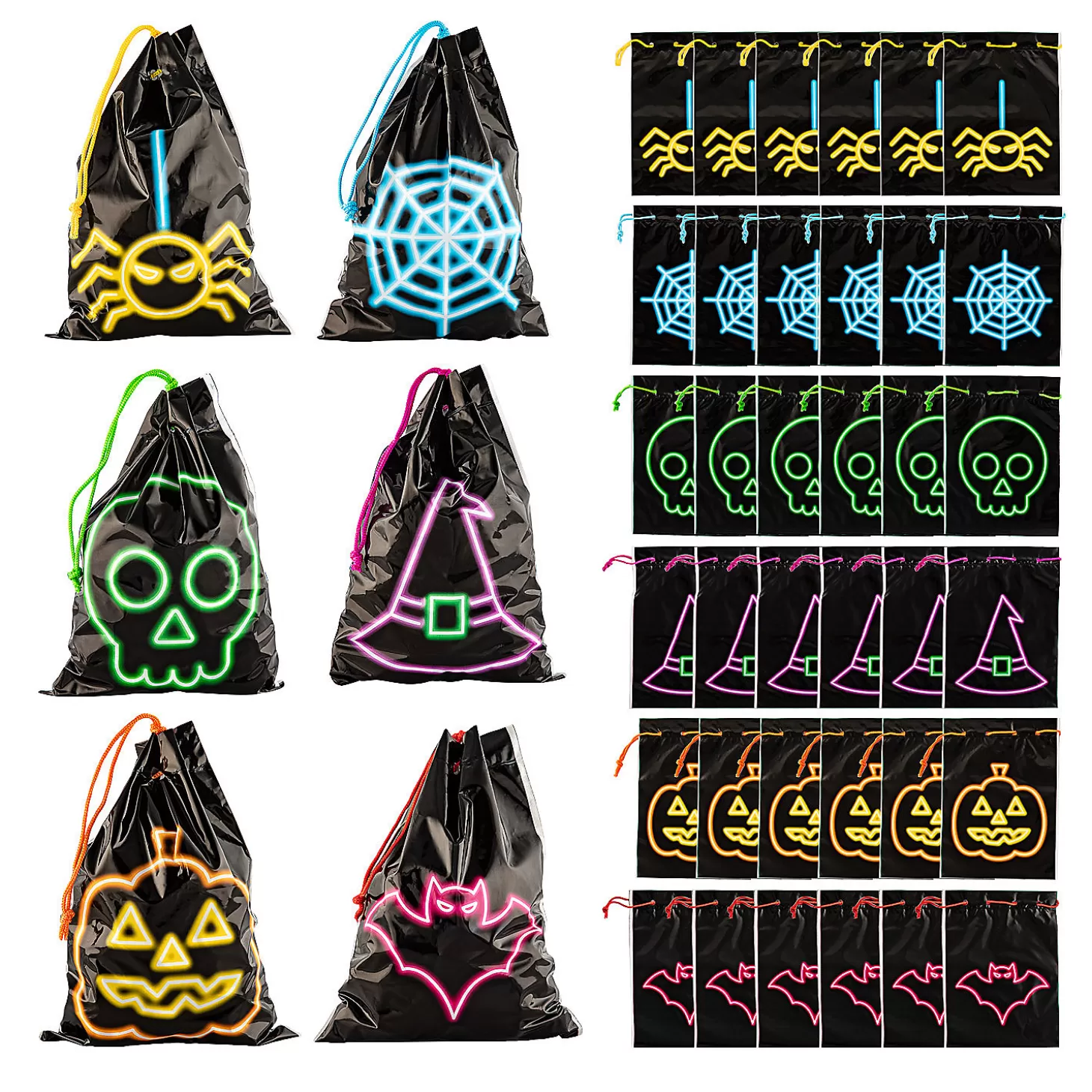 Discount 5 1/2" X 7 1/2" Halloween Drawstring Goody Bags - 36 Pc. Boo Bags