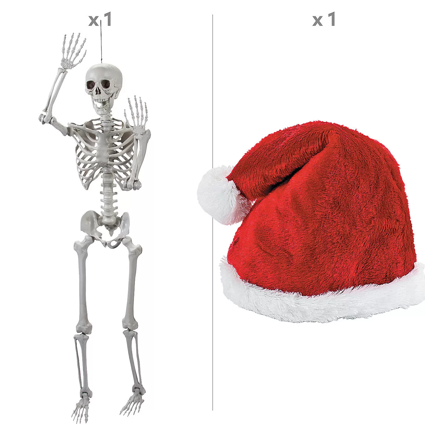 Flash Sale 5 Ft. Large Posable Santa Skeleton Halloween Decoration Skulls & Skeletons