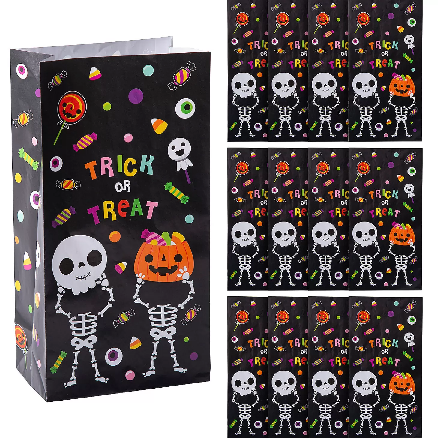 Fashion 5" X 10" Halloween Boo Crew Paper Treat Bags - 12 Pc. Halloween Bags