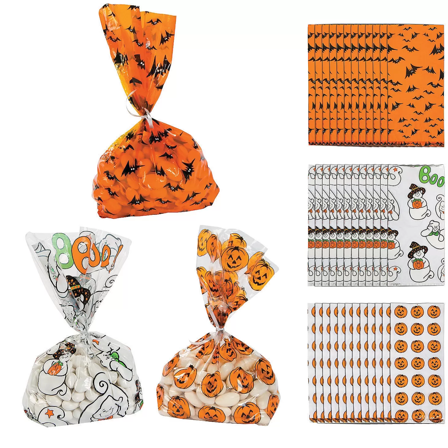 Flash Sale 5" X 11" Spooky Halloween Cellophane Bag Assortment - 36 Pc. Boo Bags