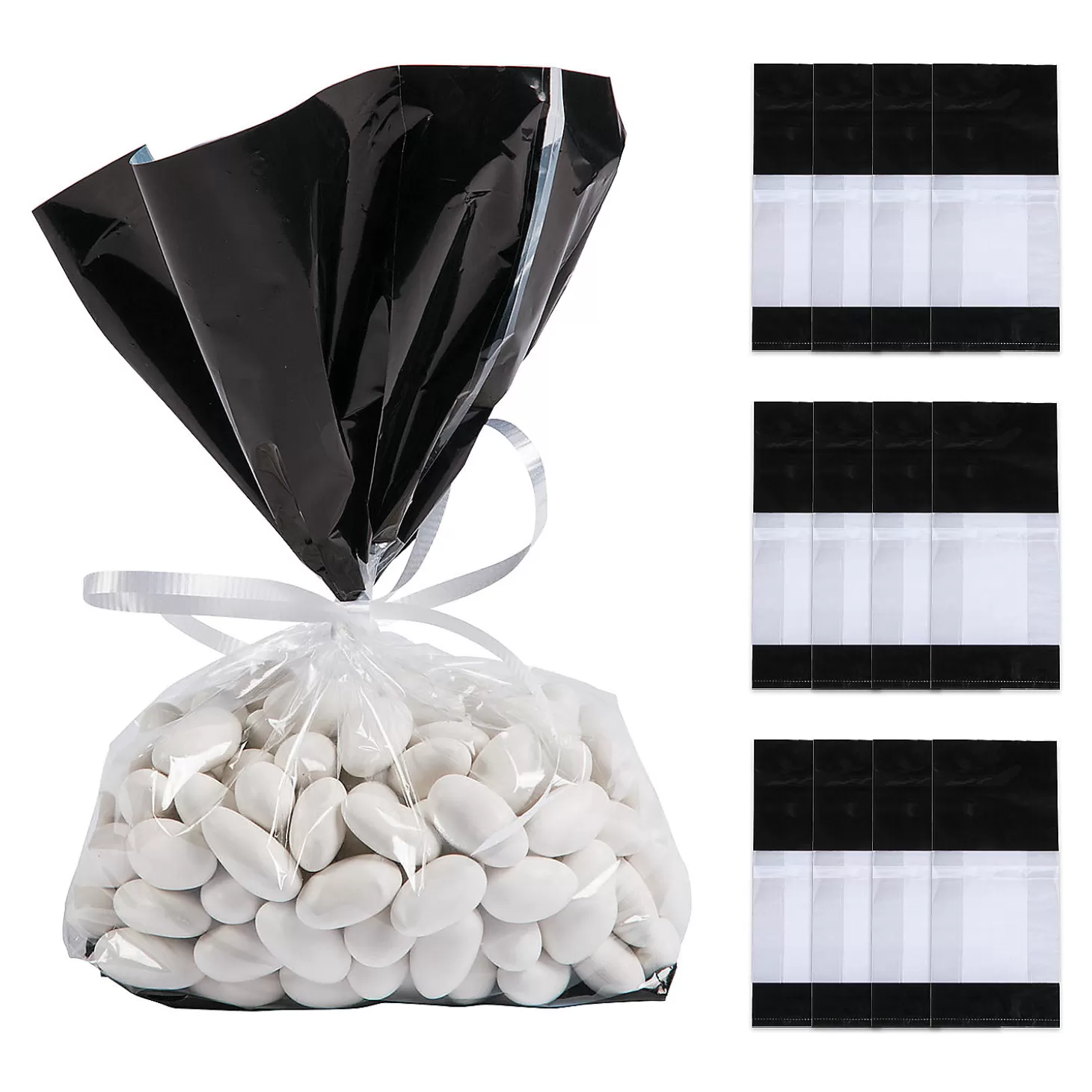 Store 5" X 2 1/2" X 11" Medium Metallic Banded Cellophane Bags - 12 Pc. Halloween Bags