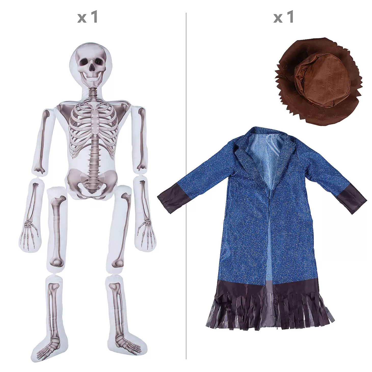 Hot 5-Foot Skeleton Plush Scarecrow Outfit Kit - 3 Pc. Skulls & Skeletons