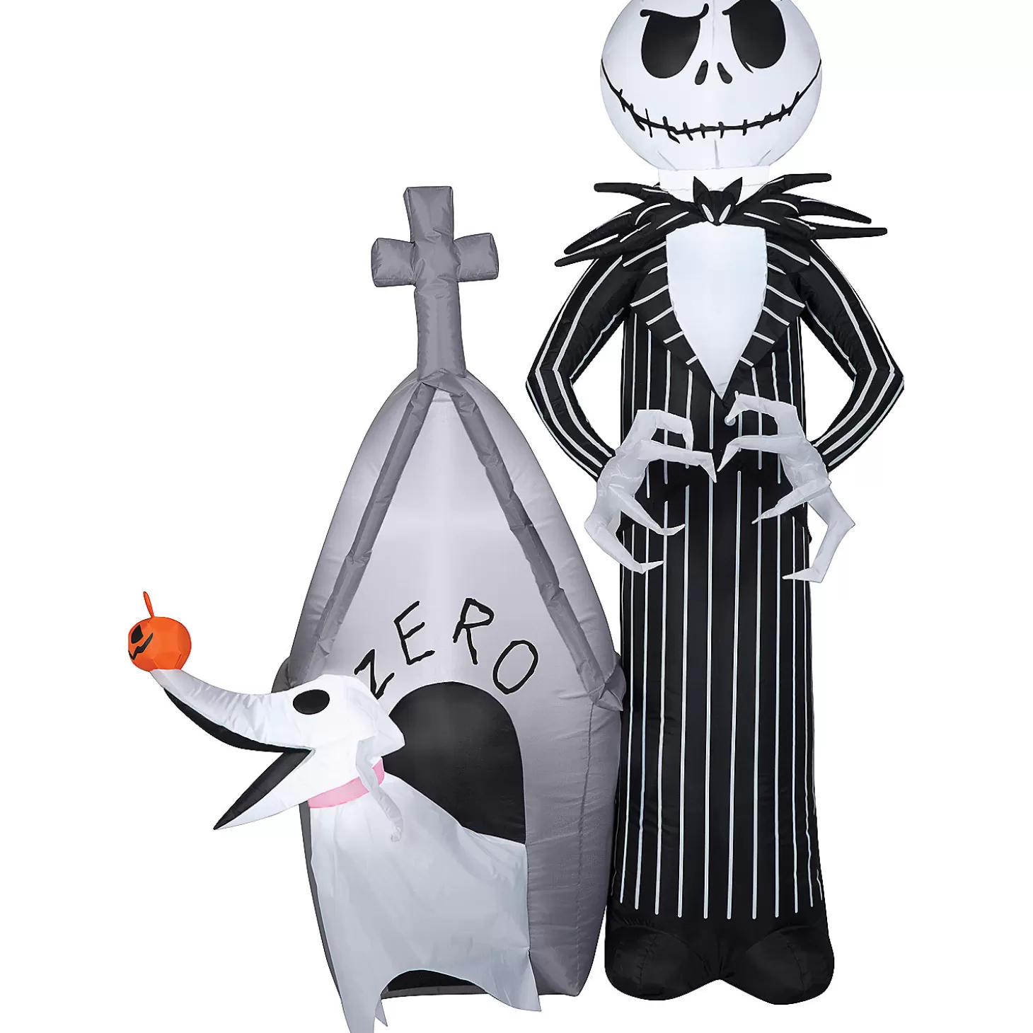 Best Sale 60" Blow Up Inflatable Nightmare Before Christmas Jack Skellington & Zero With House Outdoor Halloween Yard Decoration Skulls & Skeletons