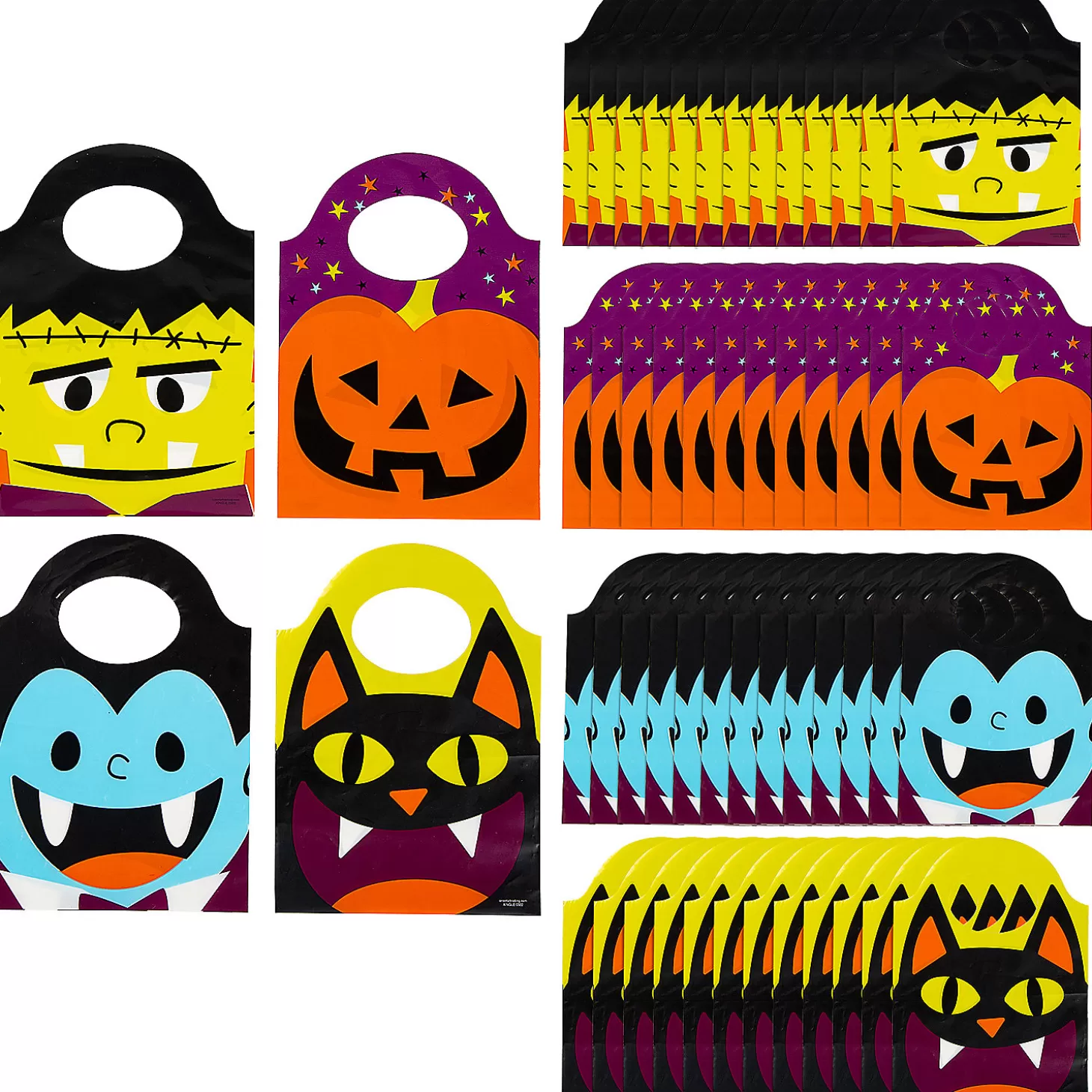 Hot 6 1/4" X 8 1/4" Bulk 50 Pc. Plastic Friendly Monster Halloween Goody Bags Halloween Bags