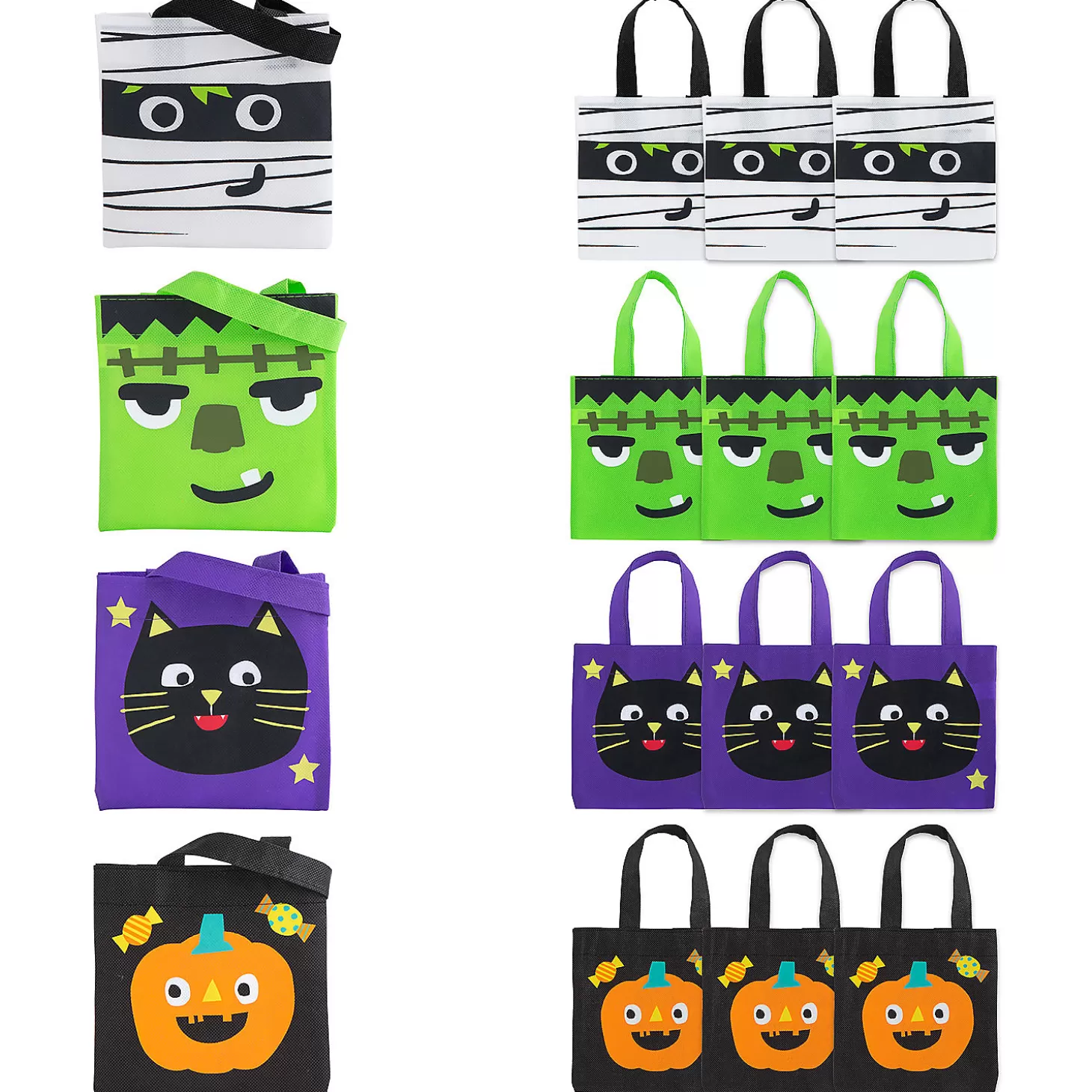 Fashion 6" X 6" Mini Nonwoven Ghoul Gang Tote Bags - 12 Pc. Halloween Bags
