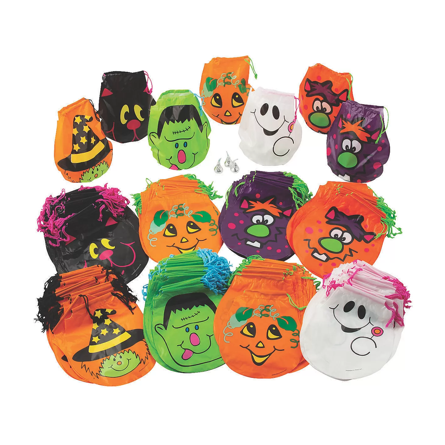 Store 7 1/4" X 8 1/2" Bulk 720 Pc. Grinning Halloween Plastic Drawstring Bags Halloween Bags