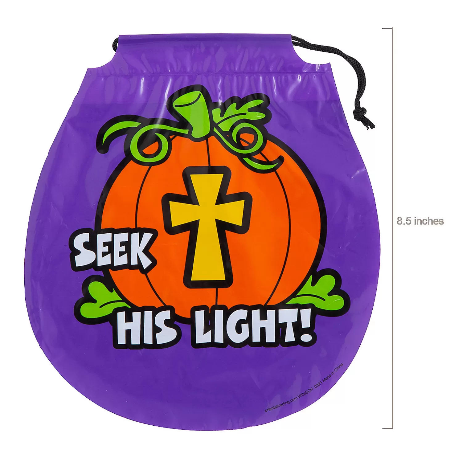 Clearance 7" X 8 1/2" Bulk 72 Pc. Plastic Christian Pumpkin Drawstring Goody Bags Religious Halloween