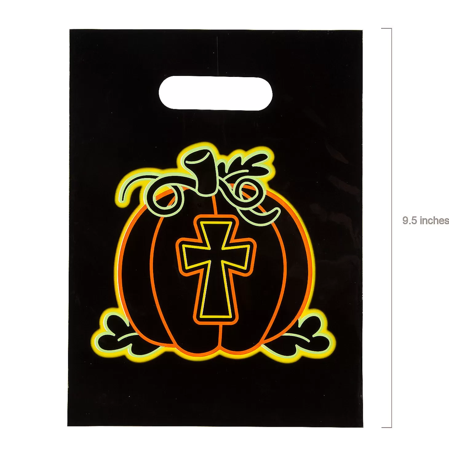 Cheap 7" X 9 1/2" Bulk 50 Pc. Neon Christian Pumpkin Goody Bags Halloween Bags