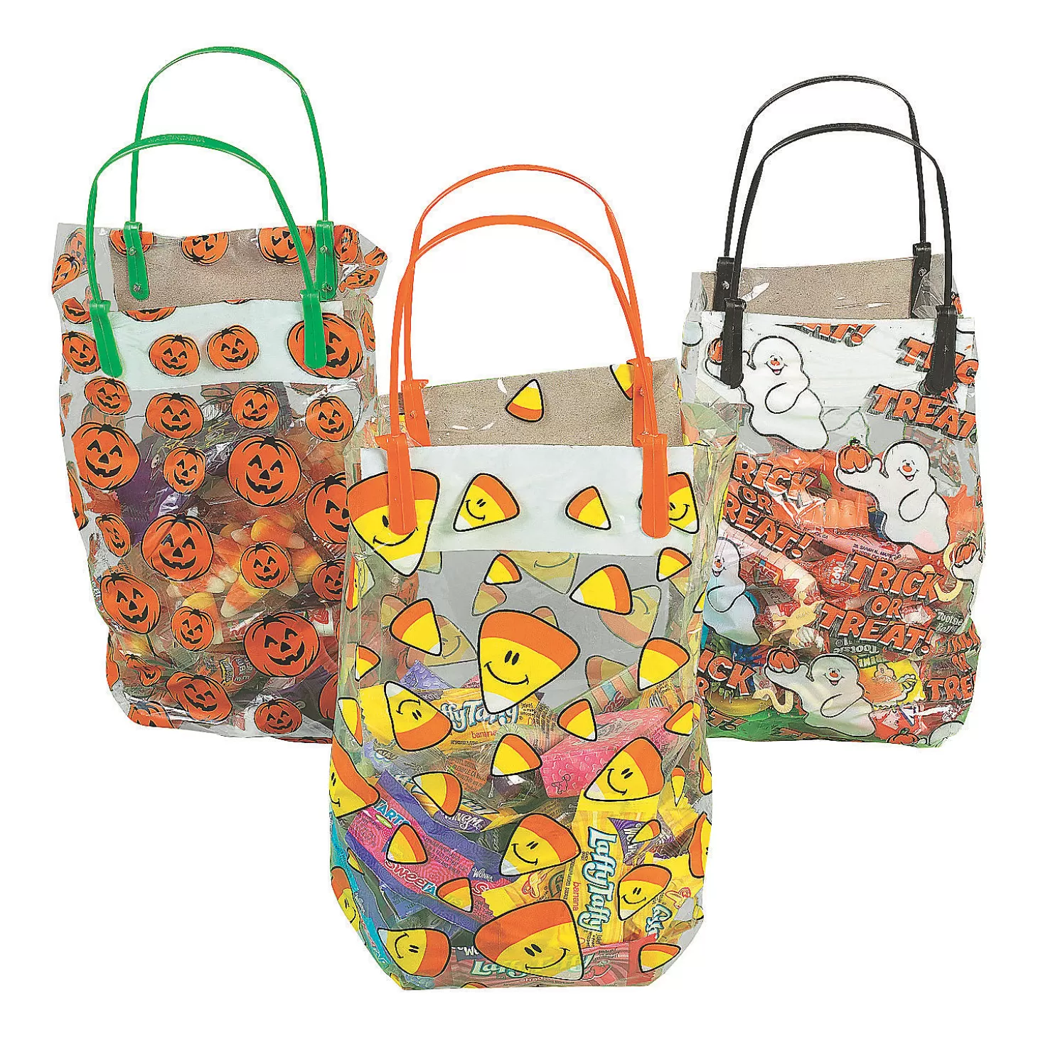 Best Sale 9 1/2" X 5 1/4" X 12" Medium Halloween Pattern Plastic Goody Bags - 36 Pc. Halloween Bags