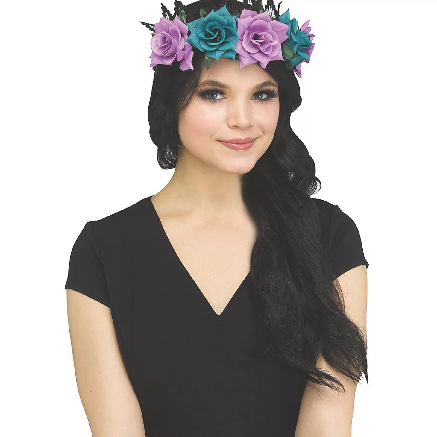 Shop Adults Fantasy Fairy Floral Crown - Black And Purple Halloween Apparel & Accessories