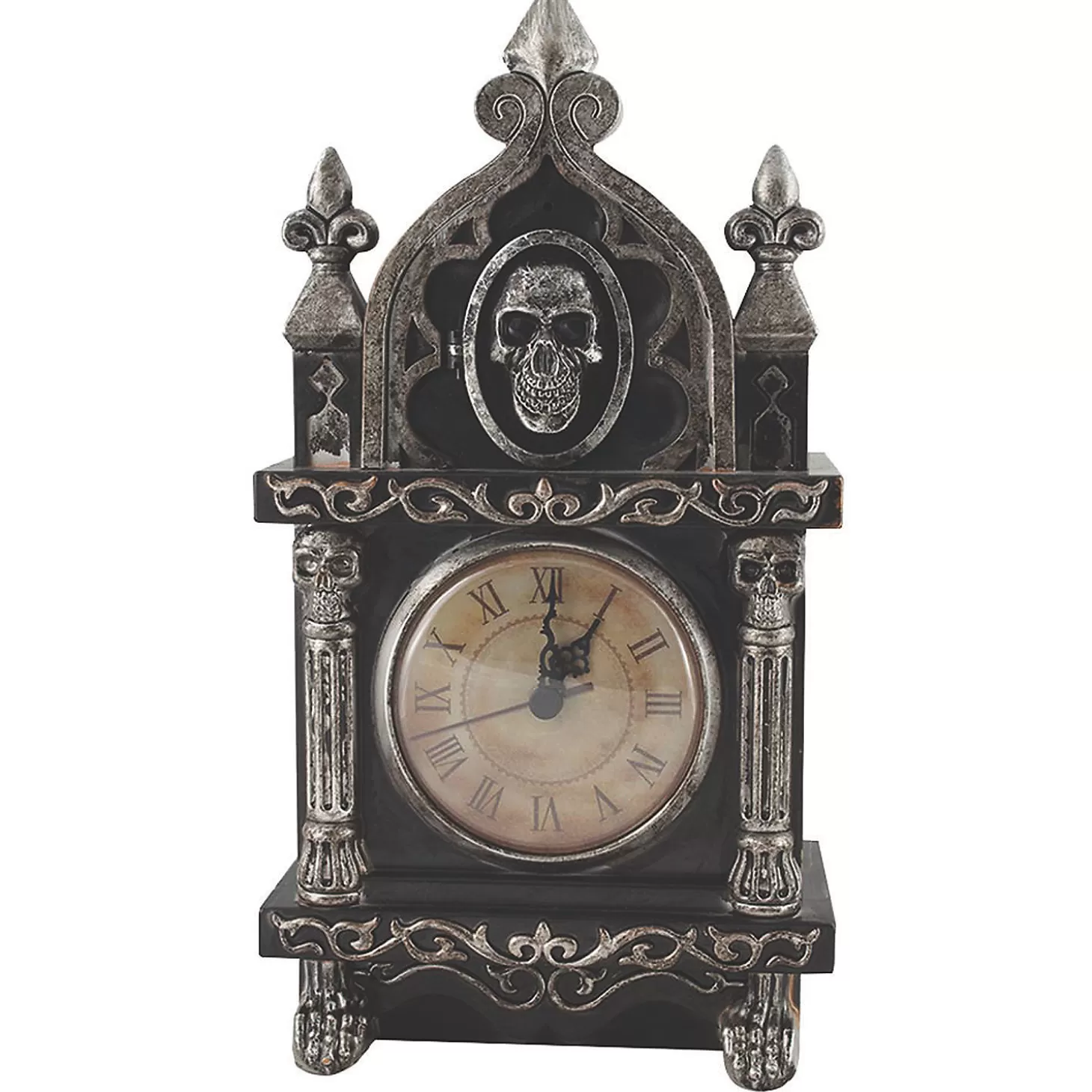 New Animated Haunted Raven Clock Halloween Decoration Skulls & Skeletons