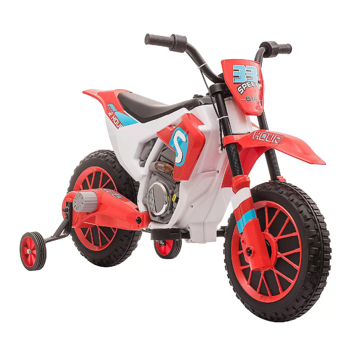 Fashion Aosom 12V Electric Motorcycle Dirt Bike Ride On W/ Training Wheels Red Riding Toys