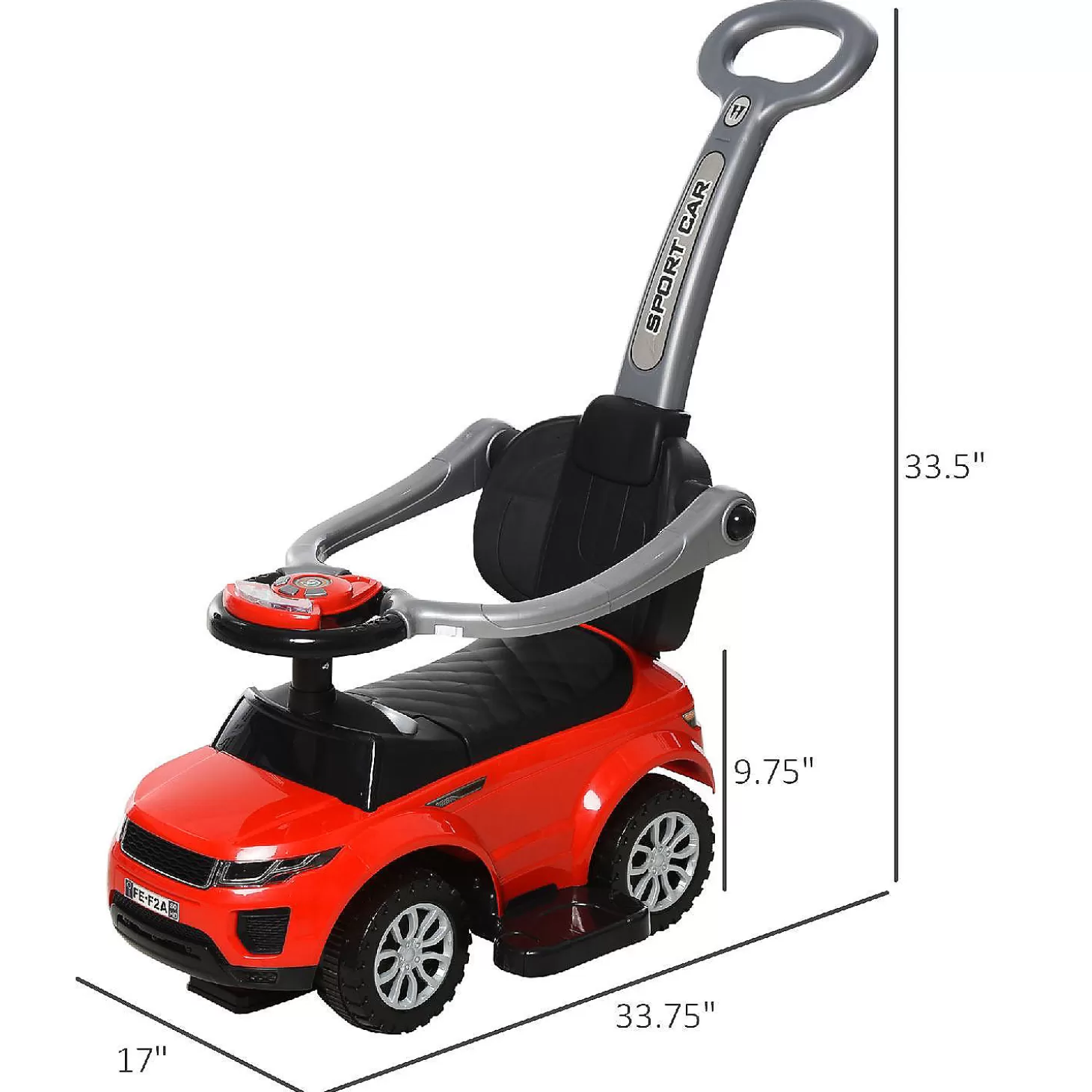 Shop Aosom 3 In 1 Toddler Push Car W/Music Lights And Secure Bar 1-3Yr Red Riding Toys