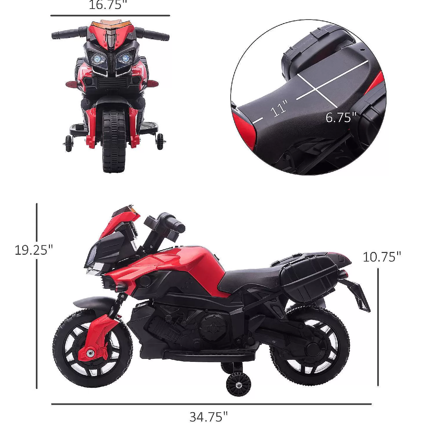 Cheap Aosom 6V Kids Motorcycle Dirt Bike Electric Battery Powered Ride On Toy Off Road Street Bike With Rechargeable Battery Pedal Headlights And Training Wheels Red Riding Toys