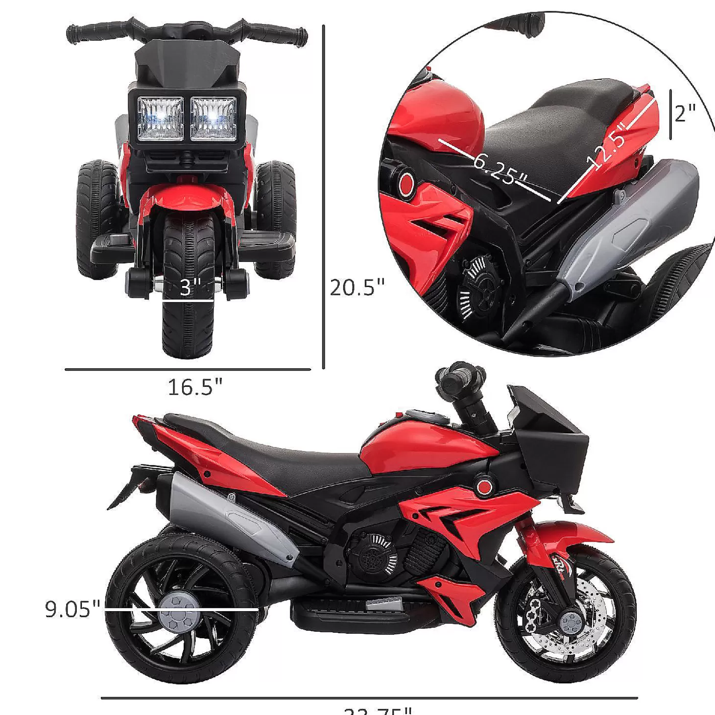 Flash Sale Aosom 6V Kids Motorcycle Electric Ride On W/ Music Red Riding Toys