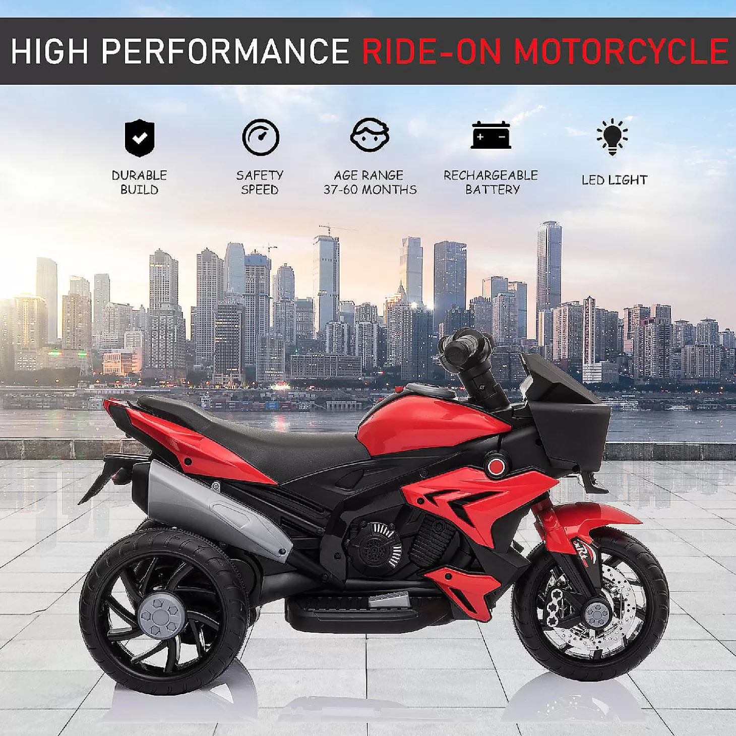 Flash Sale Aosom 6V Kids Motorcycle Electric Ride On W/ Music Red Riding Toys