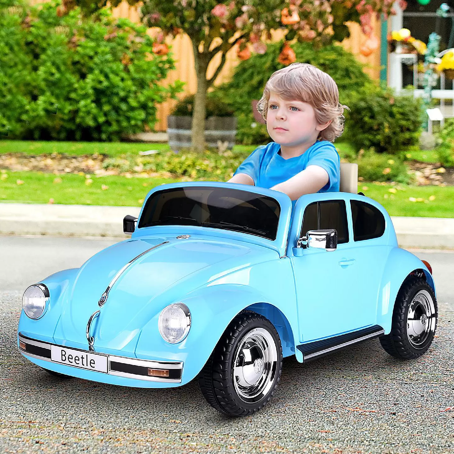 Fashion Aosom Licensed Volkswagen Beetle 6V Ride On W/Remote Control Mp3 Connection 3-6Yr Blue Riding Toys