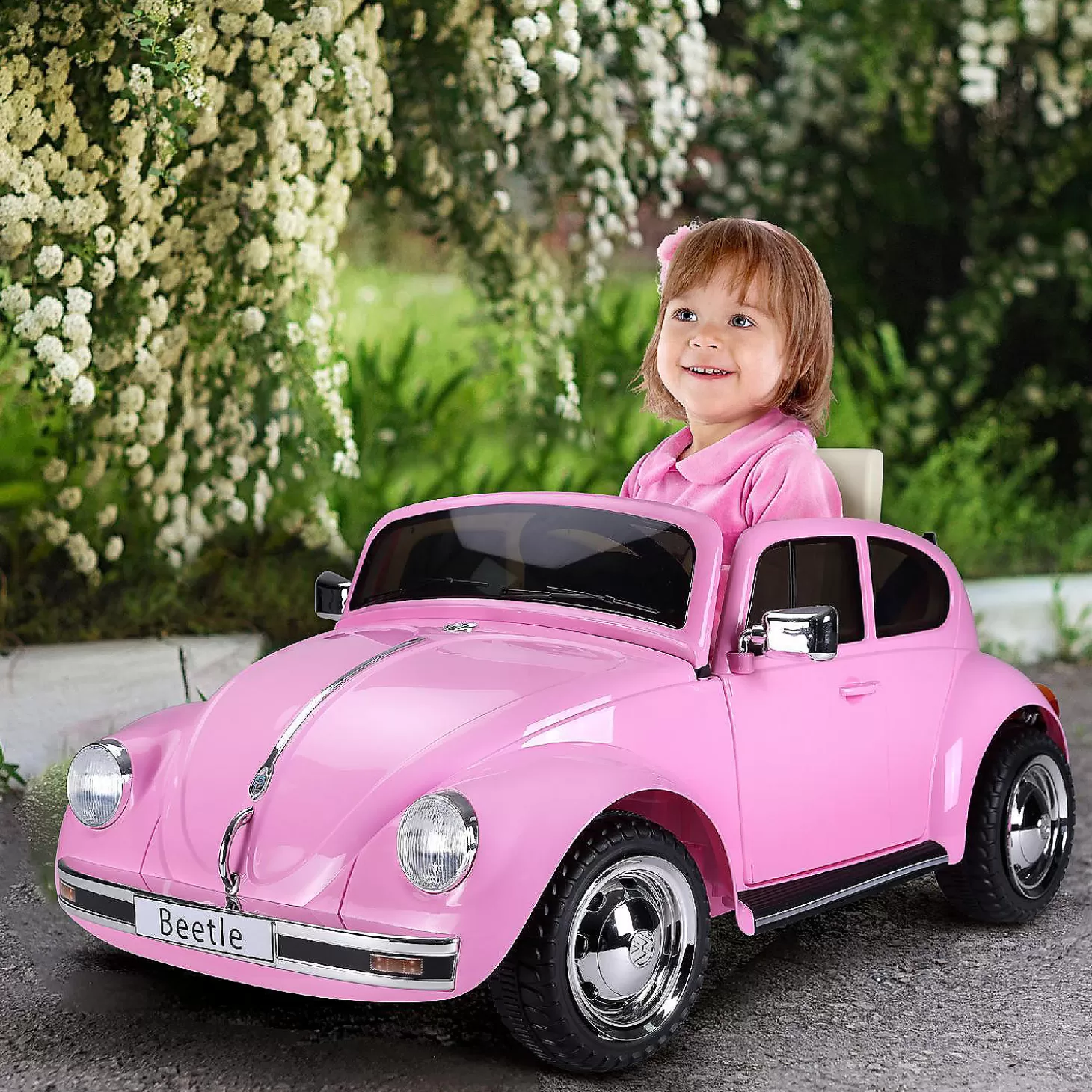 Cheap Aosom Licensed Volkswagen Beetle Electric Ride On Car 6V Battery Powered Remote Control 3-6Yrs Pink Riding Toys
